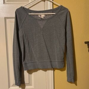 SO Women's Charcoal dress shirt with lace patterned back.